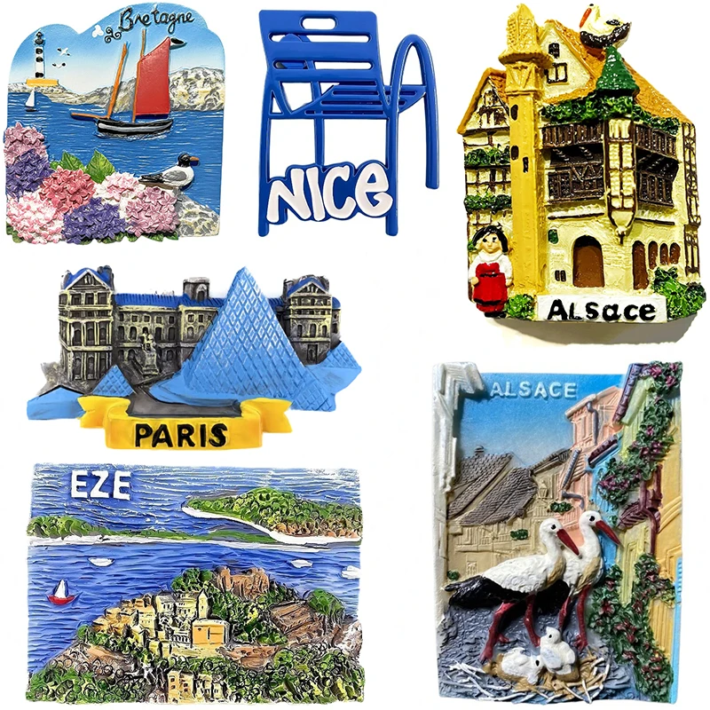

France Fridge Magnets Europe Travel Souvenir Paris Bretagne Nice Eze Alsace Refrigerator Sticker Landmark Home Decor Gifts