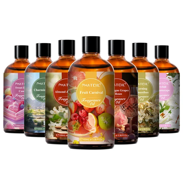 PHATOIL 1 szt. 100ml olejek zapachowy do aromaterapii DIY perfumy do produkcji świec, słodkie owoce cukierki owoce karnawał migdałowy olej waniliowy