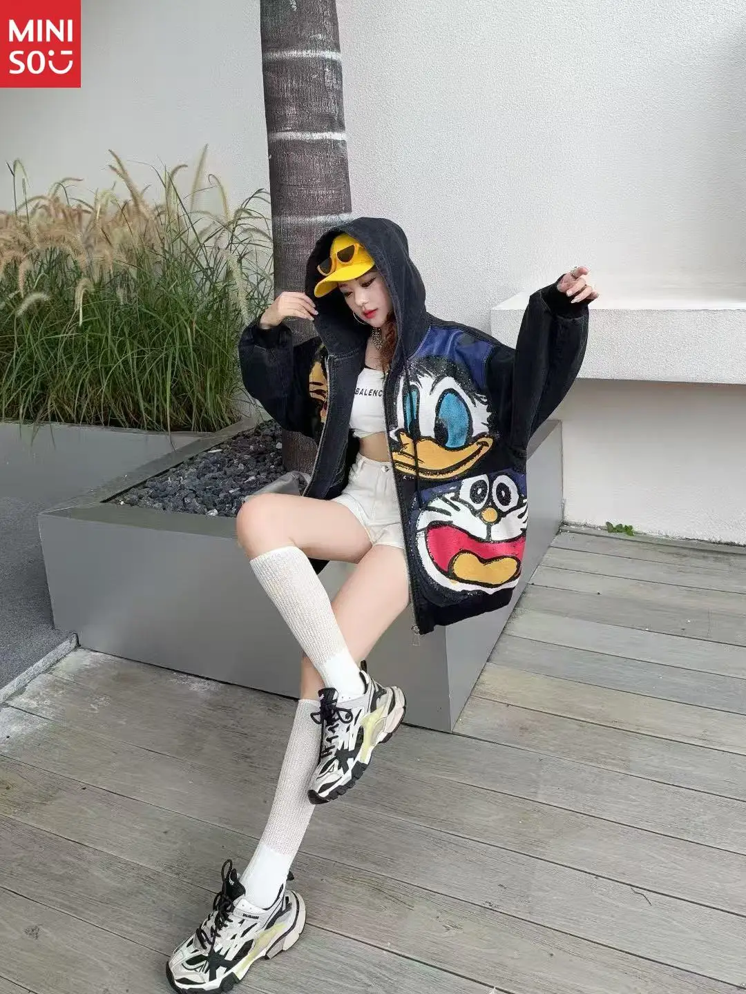 Disney2025 الربيع والخريف جديد عارضة الدنيم سترة الملابس النسائية حجم كبير فضفاض الأزياء تنوعا BF نمط سترة أعلى #5