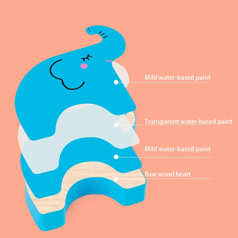 Bloques de construcción de elefante de madera para niños, juego de apilamiento de equilibrio, rompecabezas educativo temprano