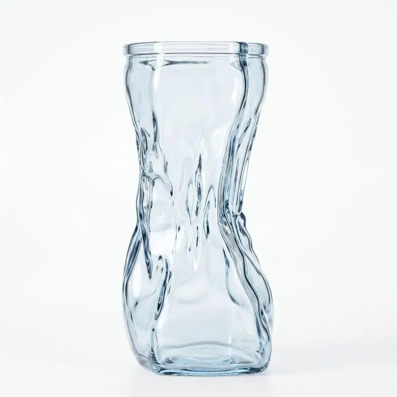 New Irregular Curved Glass Flower Vase Clear High-Clarity Planter For Fresh Bouquets, Dried Flowers & Wedding Table Centerpiece
