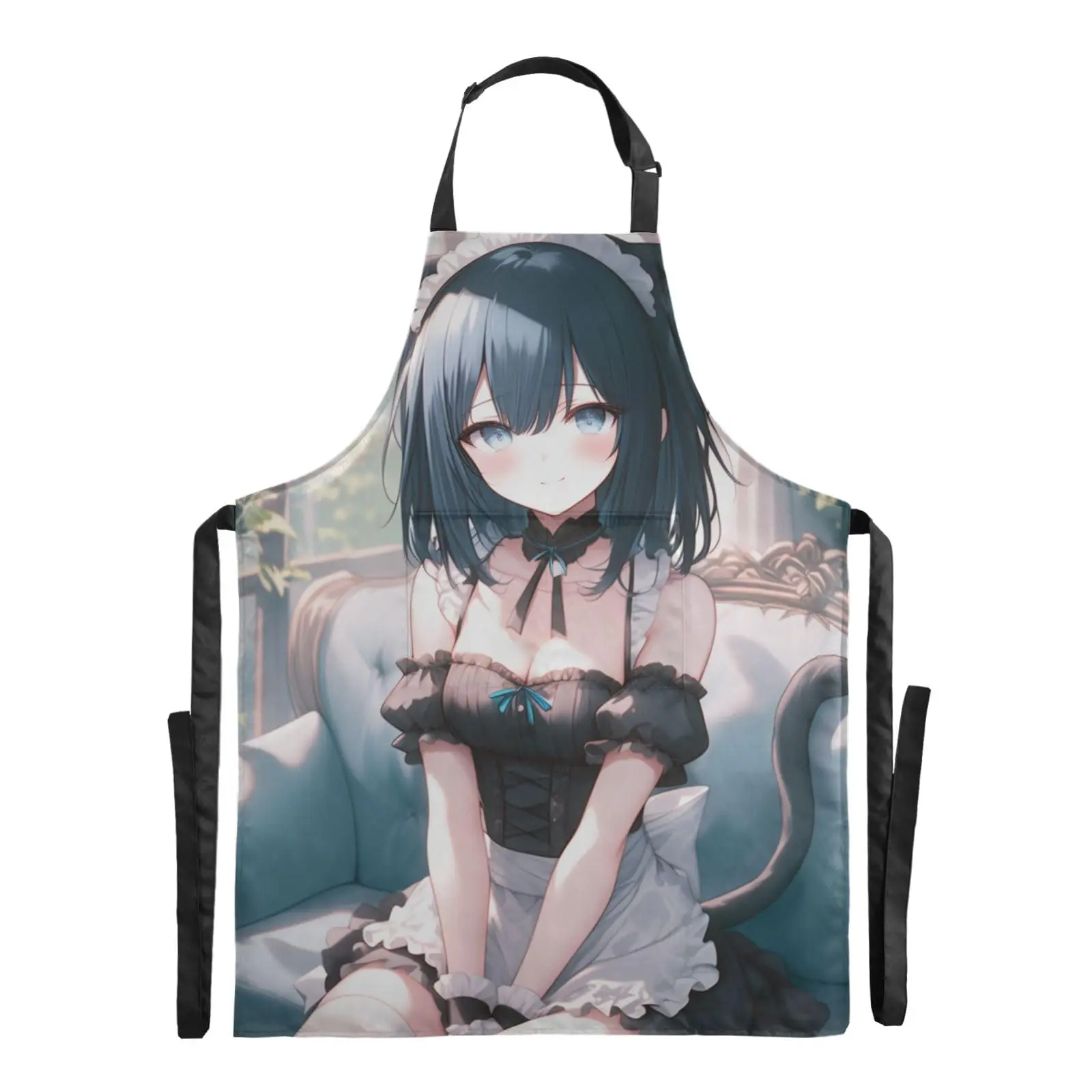 

Anime Maid Cute Serving Apron Water Resistant Adjustable Strap with Pocket Apron