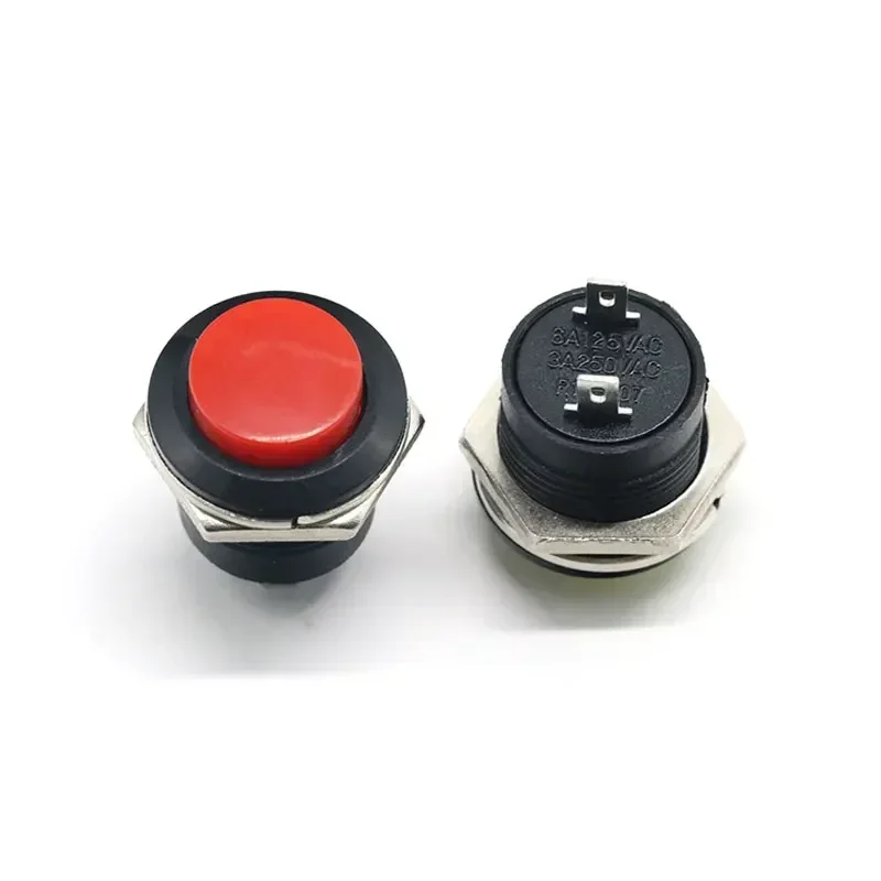 10 stücke R13-507 Momentary Push Button Switch 16mm Momentary 6A/125VAC 3A/250VAC Runde Schalter SCHWARZ ROT GRÜN WEIß BLAU GELB