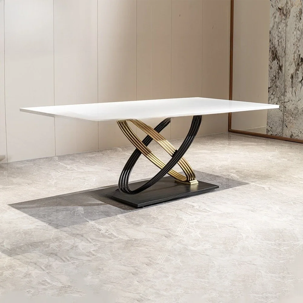 Light luxury marble dining table, high-end home modern rectangular dining table