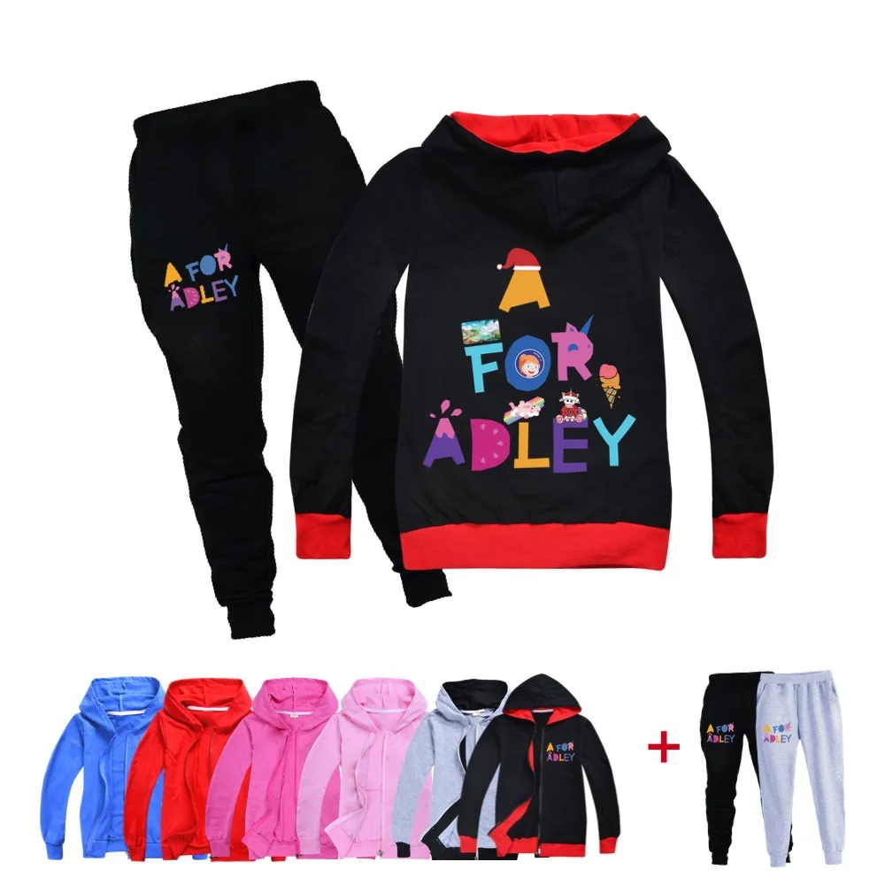 

2-16Y Cute A for Adley Clothes Kids Spring Autumn Sportsuit Baby Boys Zipper Hoody Jacket Pants 2pcs Set Toddler Girls Outfits