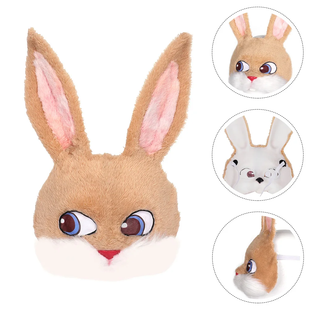 

Rabbit Plush Mask Bunny Party Performance Masks Prop Halloween Decor Costumes Cosplay Head Clothing Easter