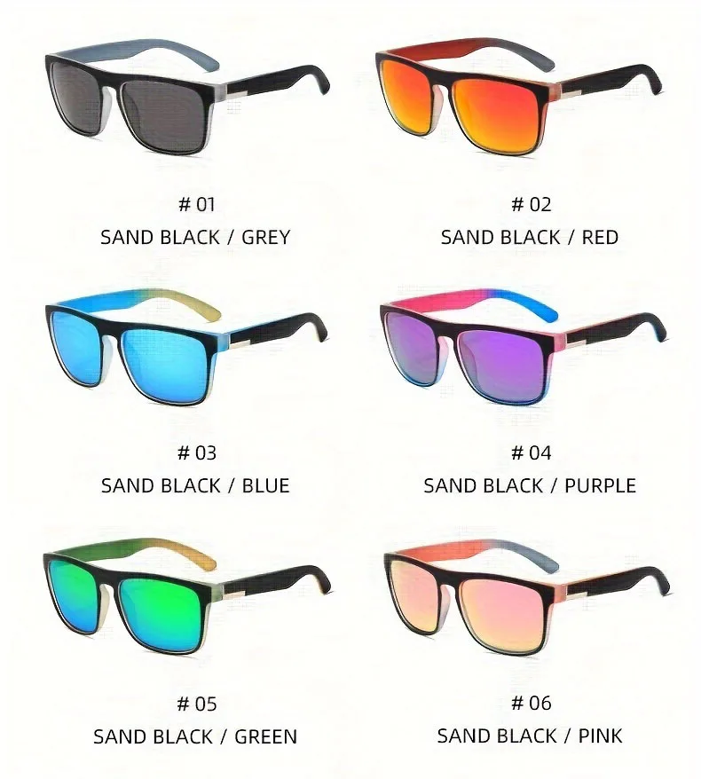 3Pcs Fantasie Gradienten Mutipcolor Quadrat Polarisierte Sonnenbrille AntiGlare UV400 Gläser Sommer Party Fahren Angeln Weihnachten Geschenk – Detail 1