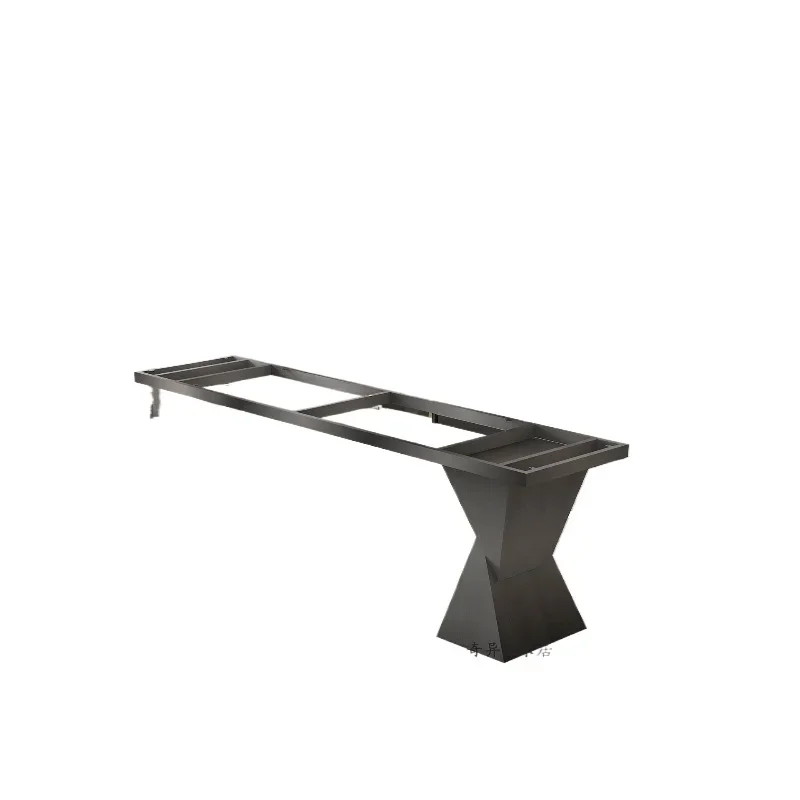 Acrylic semi-suspended stainless steel dining table foot slate marble conference desk tripod wrought iron