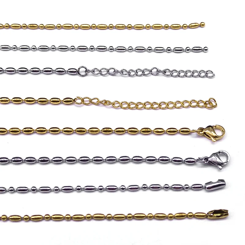 Stainless Steel  Aesthetic Rice Bead Chain  Necklace for Women Men Silver/Gold Color Choker Jewelry Marking Accessories joyas