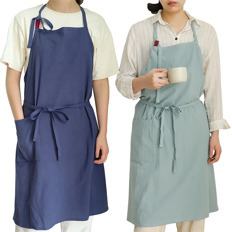 

100% Cotton Breathable Summer Apron Kitchen with Pocket Stain-resistant Men Women's Sleeveless Cooking Cleaning Baking Pinafore