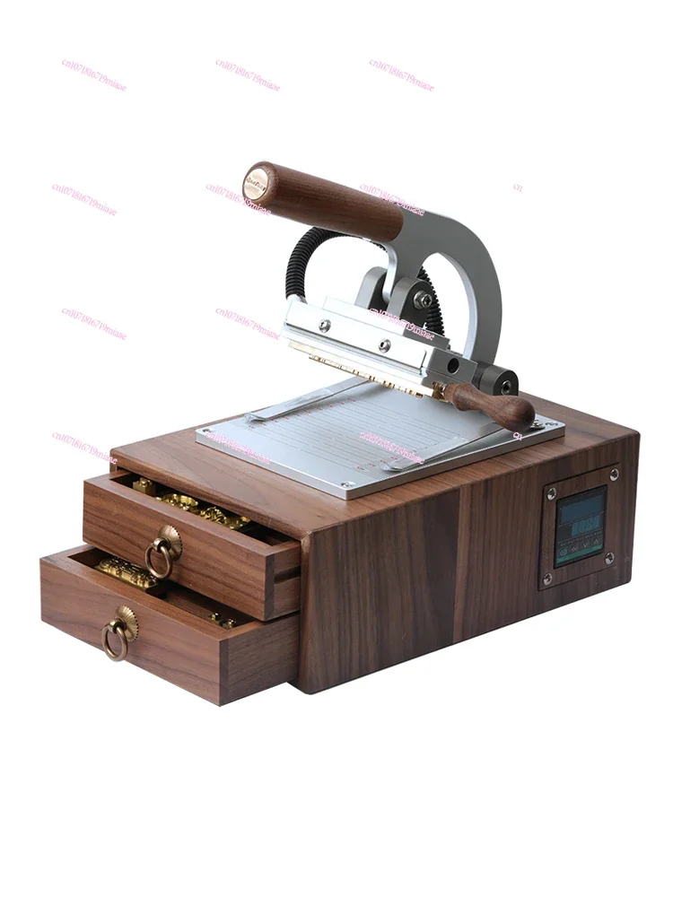 

WT-90XT box type hot stamping machine handmade leather goods LOGO trademark walnut drawer type labeling machine cowhide