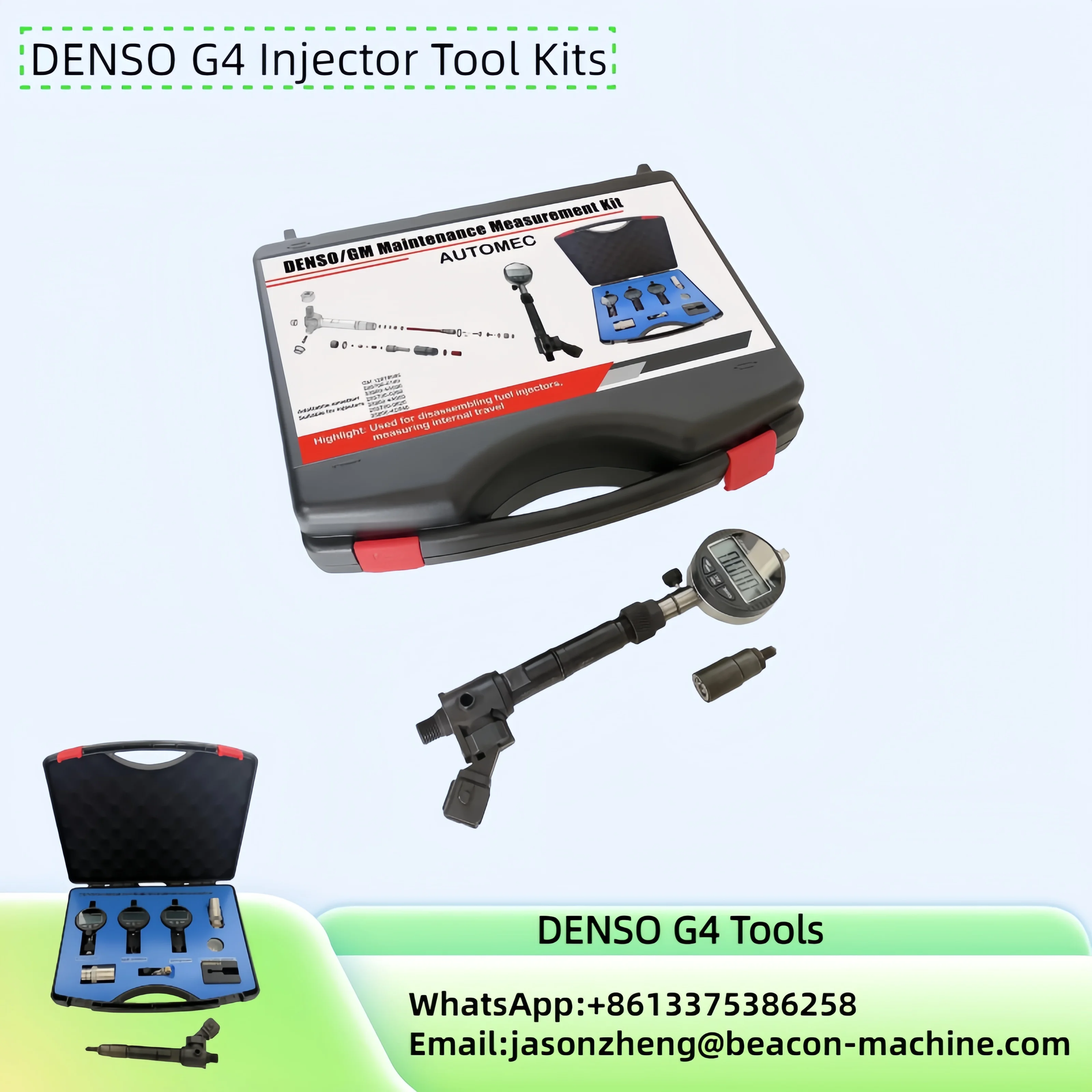 Diesel Common Rail Injector Armature Residual Air Gap Valve Chambe Solenoid Valve Spring Travel Repair Tool Set for Denso G4