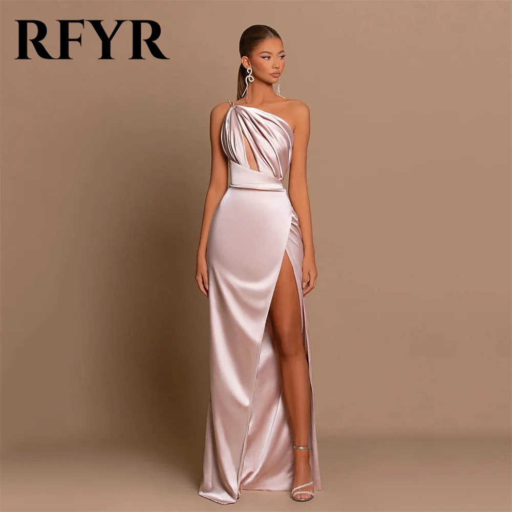 RFYR Pink Prom Dress Cut Out Trumpet Evening Dresses One Shoulder Sleeveless Party Dress Sexy Side High Split 2024Robe De Soirée