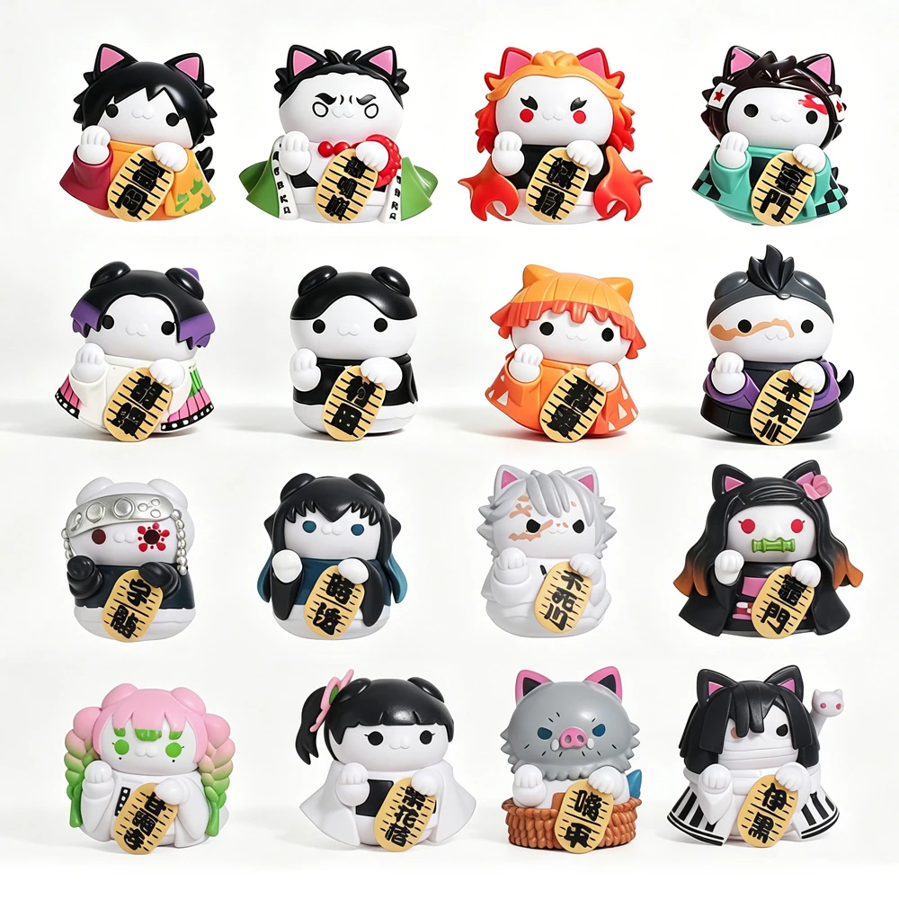HEISS! 8-teiliges Set Katzen-Serie Niedliche Anime Demon Slayer Kimetsu No Yaiba Tanjirou Nezuko Agatsuma Zenitsu Actionfiguren Modell Spielzeug Geschenke