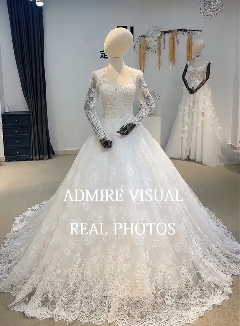 Newest Wedding Dress A-Line Full Sleeves Sweetheart Neckline With Key-Hole Back Princess Bride Gown Vestidos De Novias