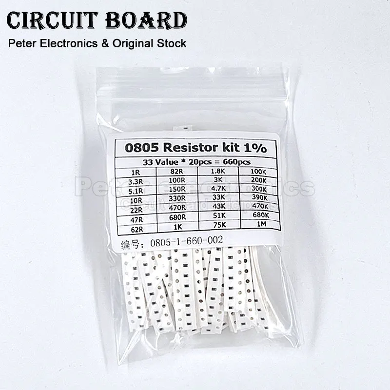 50-4000Pcs Set of Resistors 0603 0805 1206 1210 0402 SMD Resistor Assorted Kit 1R-1M 1% 33 Values X 20PCS  660Pcs Sample