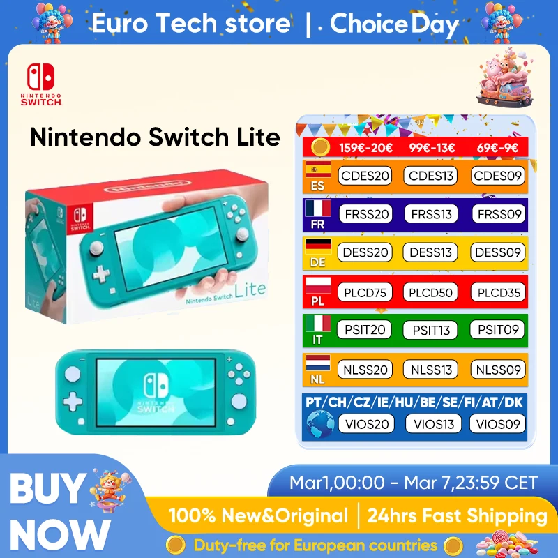 Consolas Nintendo Switch Lite - 32GB Batería 3570mah 5,5'' Compact et léger Controllers intégrés Jeux compatibles
