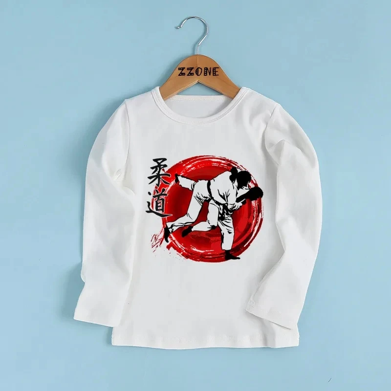 Hot Sale Evolution of a Judo Print Cute Fashion Kids T shirt Casual Children Clothes Spring Autumn Baby Boys Girls Long Sleeve T