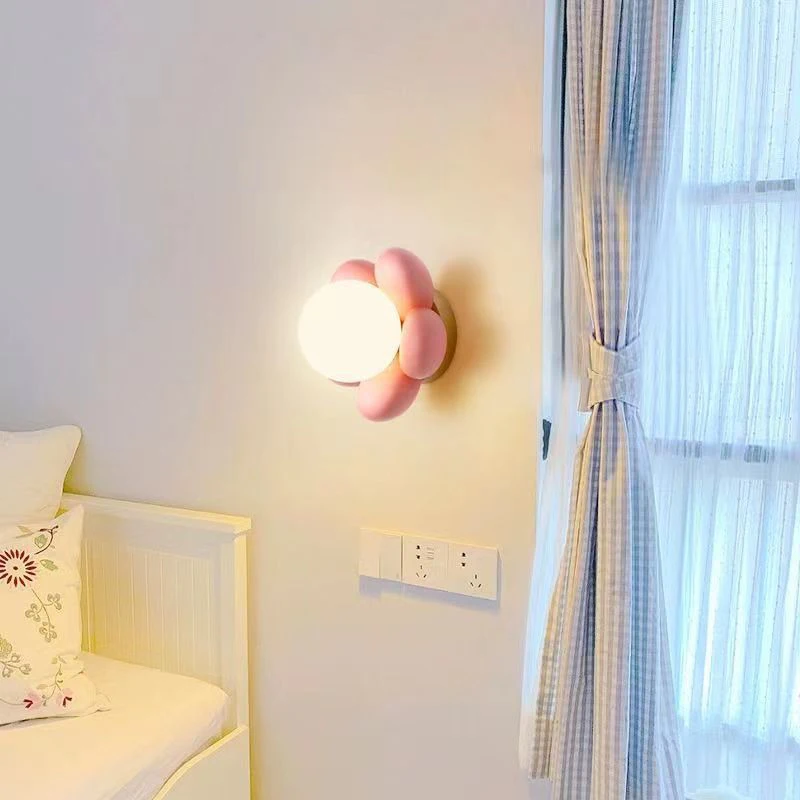 Flower Wall Light Cream Style  Bedroom Bedside Lamp Modern Simple Kids Room Light Background Wall Decorative Light