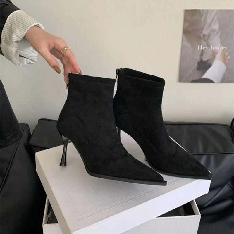 ربيع الخريف النساء حذاء من الجلد أشار تو الجلد المدبوغ السيدات موضة أحذية عالية الكعب أنيقة اليومية ملابس الحفلات الأحذية الجلدية النسائية #5