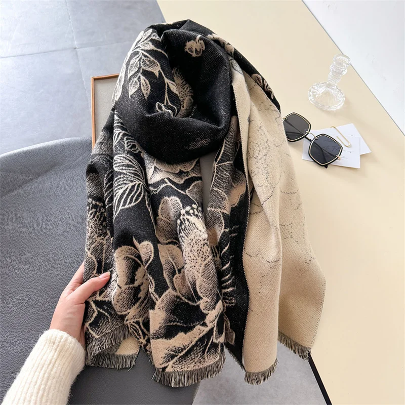 Luxury Brand Pashmina Shawl Wrap Scarf for Women Design Winter Warm Cashmere Scarves Bandana Female Thick Blanket Soft Bufanda