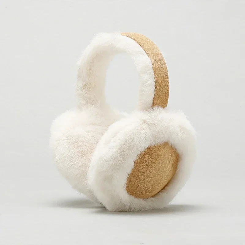 Autumn Winter Women Ear Muffs Suede Fabric Plush Fashion Soft Cold-proof Earmuffs Color Blocking Delicate Cute Warm Headphones