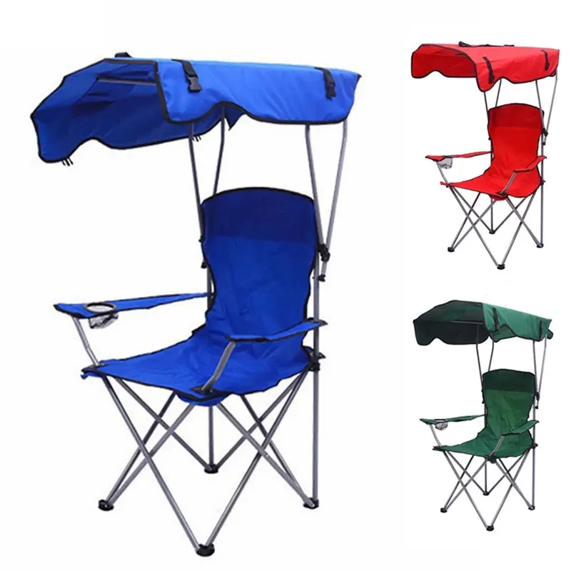 Chaises de plage pliables et portables, chaise longue, auvent de camping, parapluie de pêche en plein air, avec canAmendements