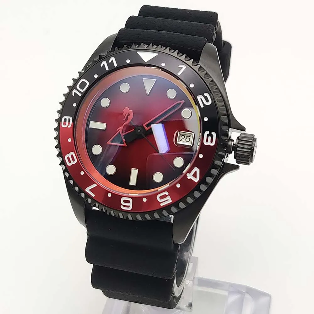 Men\'s new NH35 watch High quality sapphire glass Gradient red dial Colour block bezel Men\'s fashion watches