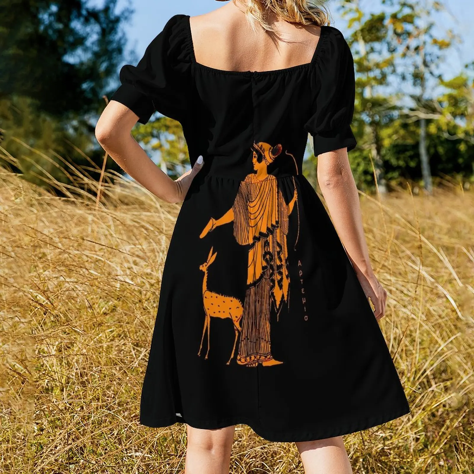 Artemis red figure abito dal design greco antico abiti da ballo abiti da donna 2024