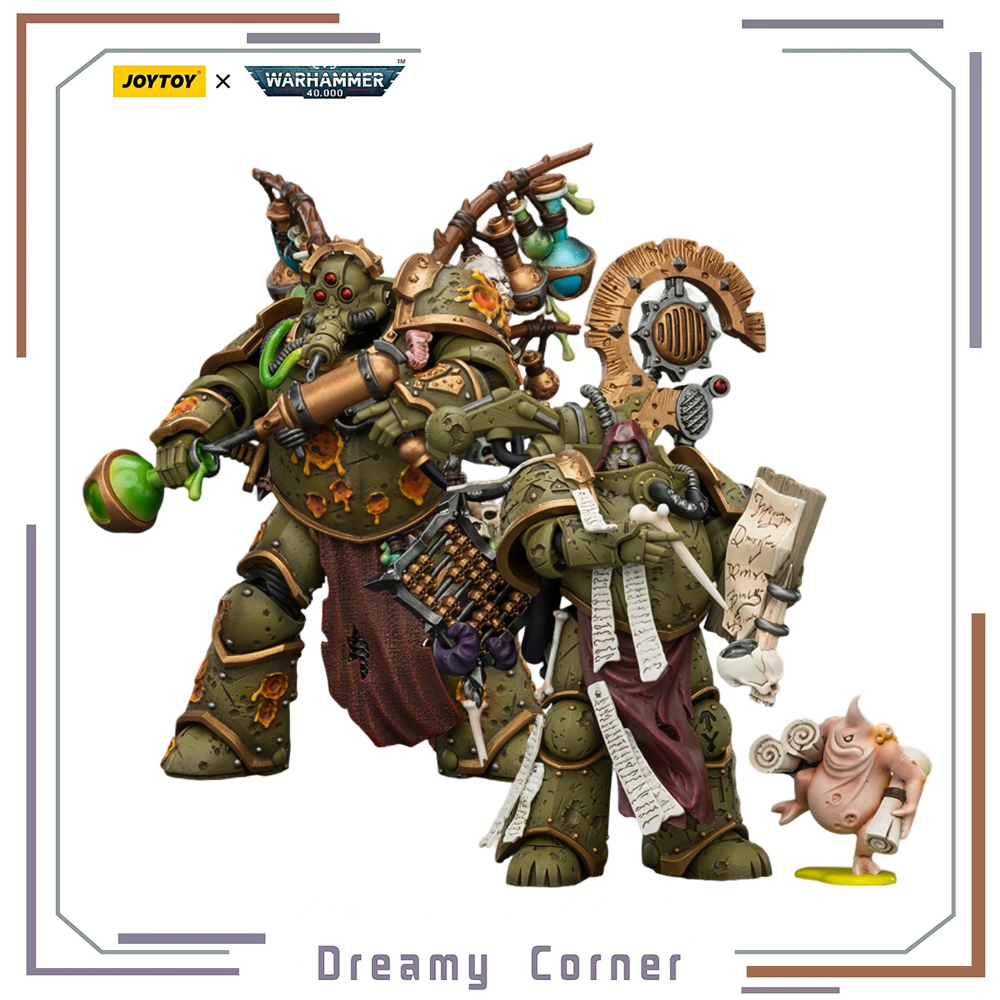【24 Hours Delivery】JOYTOY Warhammer 40K Death Guard Biologus Putrifier Tallyman 2PCS 1/18 Anime Figure