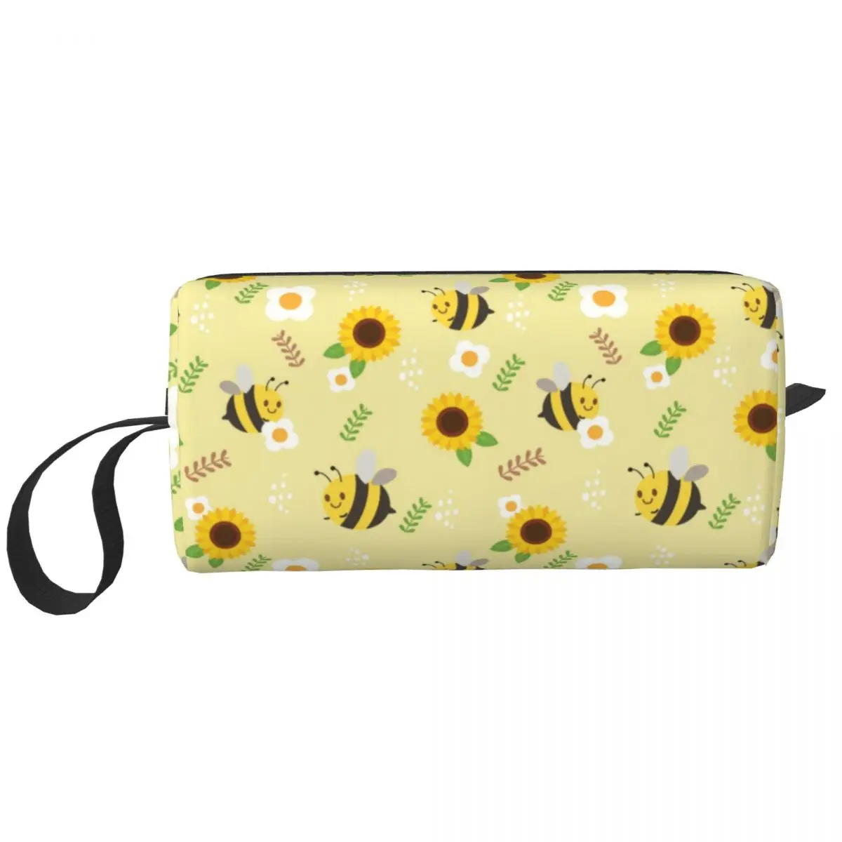 Fashion Cute Bumble Bee Sunflower Travel Toiletry Bag for Women Bumblebee Cosmetic Makeup Organizer Beauty Storage Dopp Kit