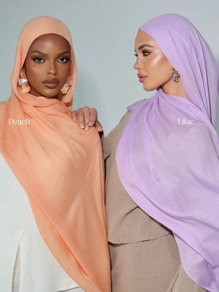 Conjunto de Hijab Mini Modal com Touca Interna, Lenço de Cabeça Básico Elástico de Vestir, Fino, Respirável, Protetor Solar, 165*50cm