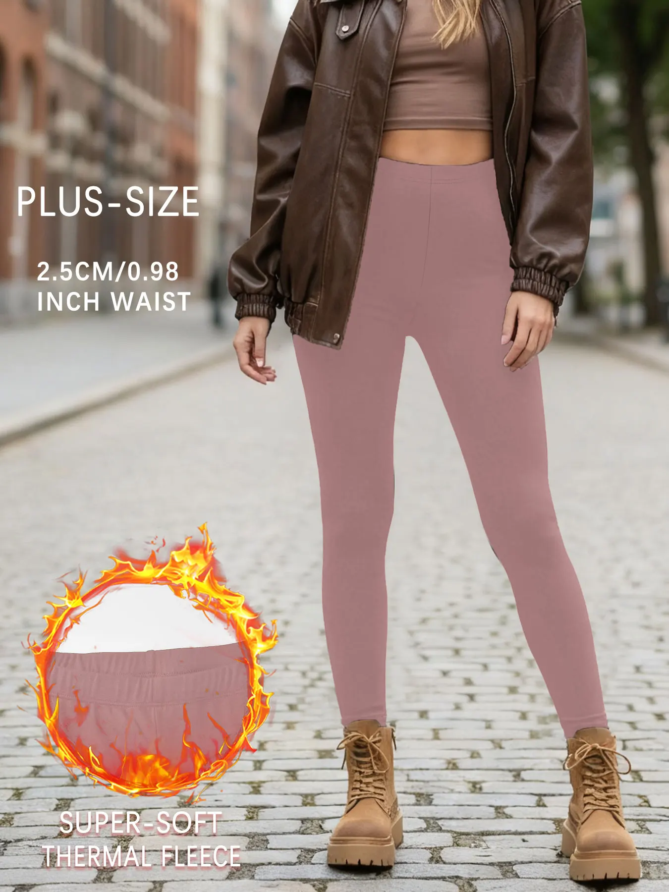 Übergrößen-Leggings mit superweichem Fleecefutter für Damen, Thermo-Warmhosen für Workout, Yoga und Laufen im kalten Winter. – Detail 9