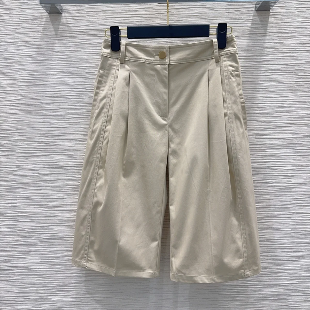2026 high-quality women's khaki high waisted five quarter wide leg pants for women--hb731