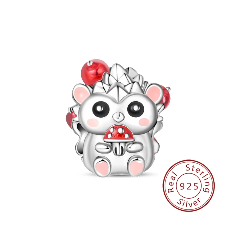 New 925 Sterling Silver Hedgehog Beads Pendant Beads, Suitable as Original Women's Bracelet Wearing Gifts DIY Exquisite Accessor