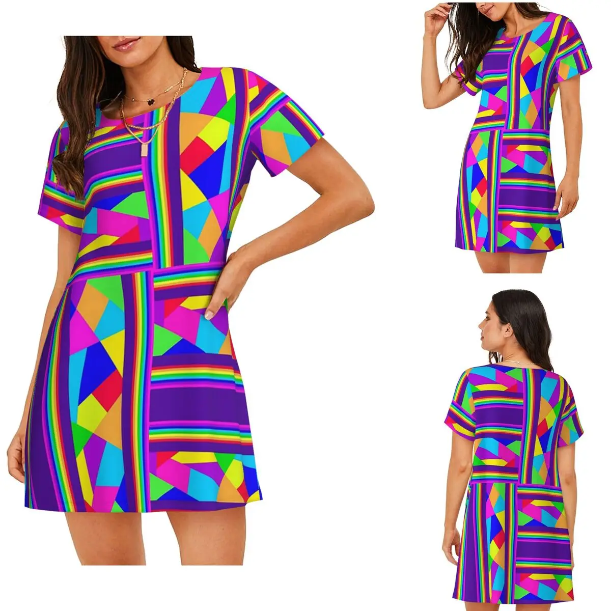 Carnival Shards Mosaics Mardi Gras Short Sleeves Nightdress For Sleepshirts Women Short Sleeve Nightgowns Pajama Dress