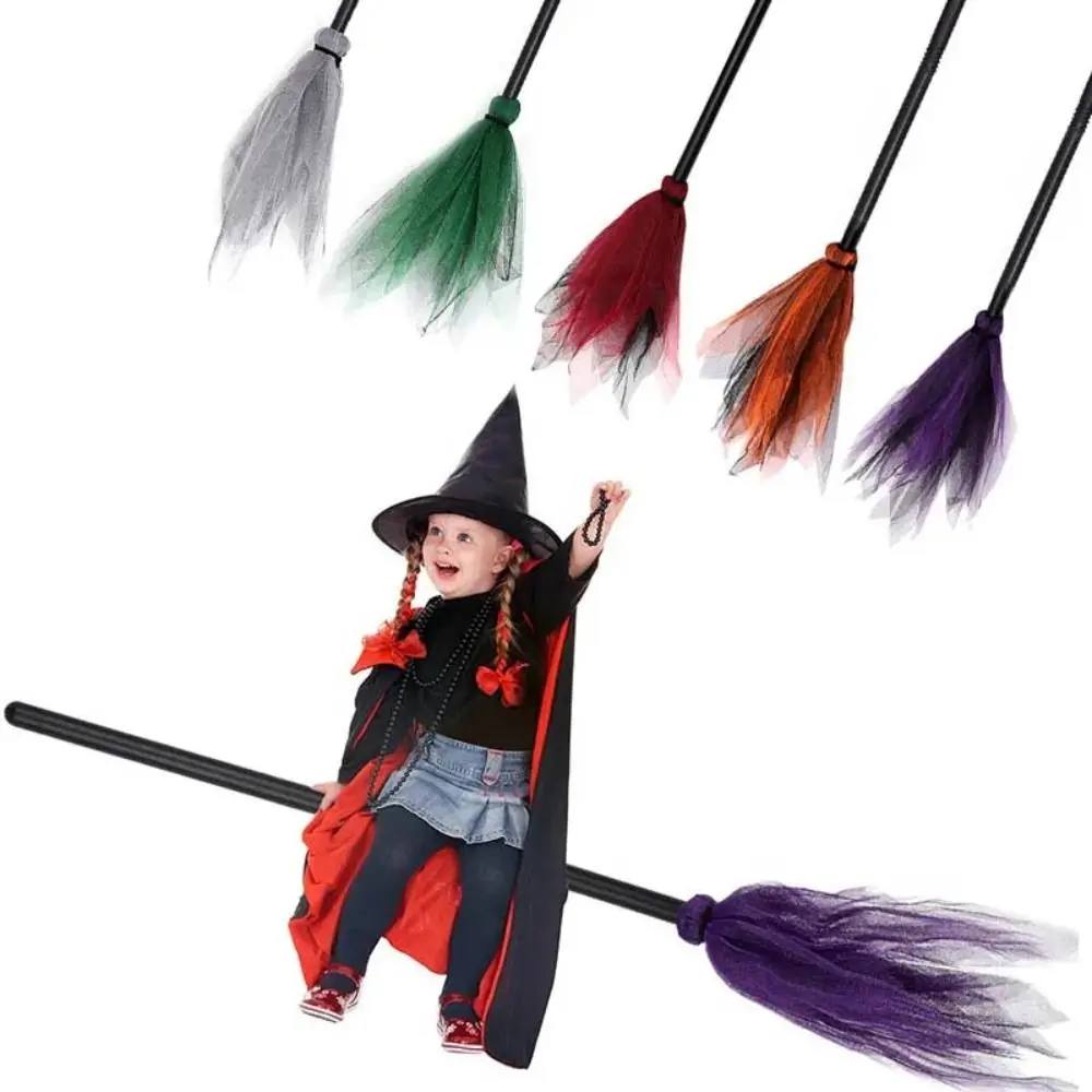 Colorful Witch Broom Detachable Cosplay Costume Accessories Broomstick Props Funny Decoration Kids Cosplay Flying Party