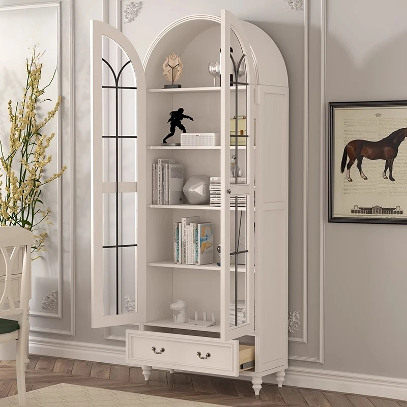 

Solid wood 50/80cm 1m American glass door bookcase shelf with door dust locker living room locker