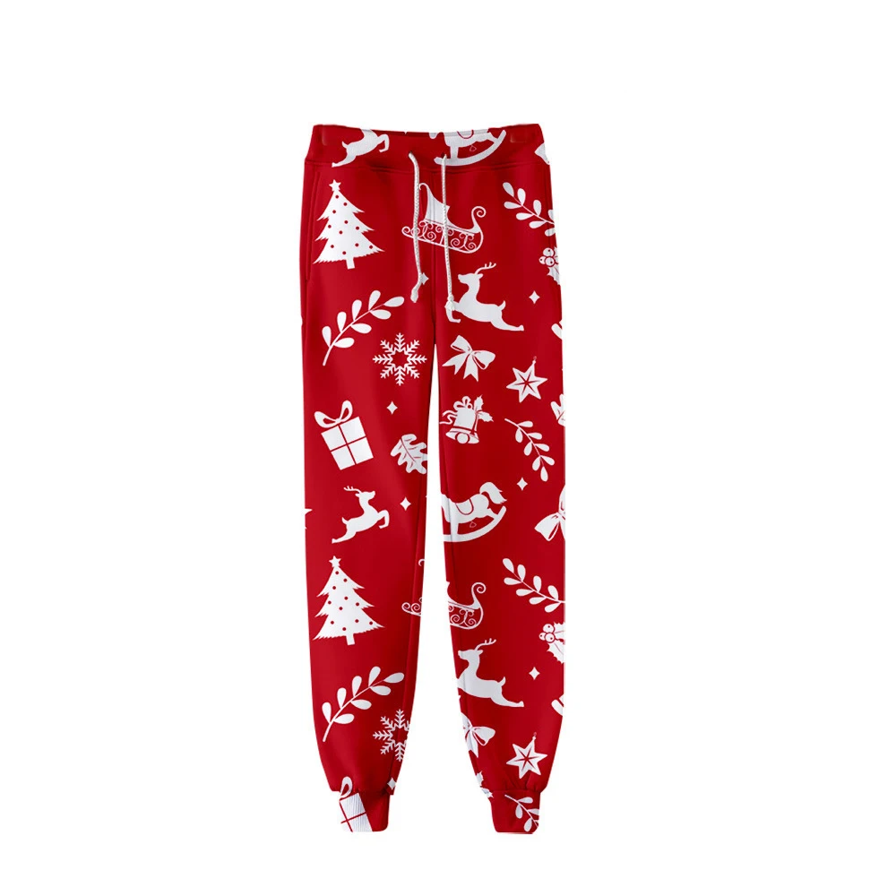 

Men/Women Christmas Print Bottom Sweatpants Elk Print Pockets Sporty Athletic Fit Jogger Sweat Pants Lounge Trousers