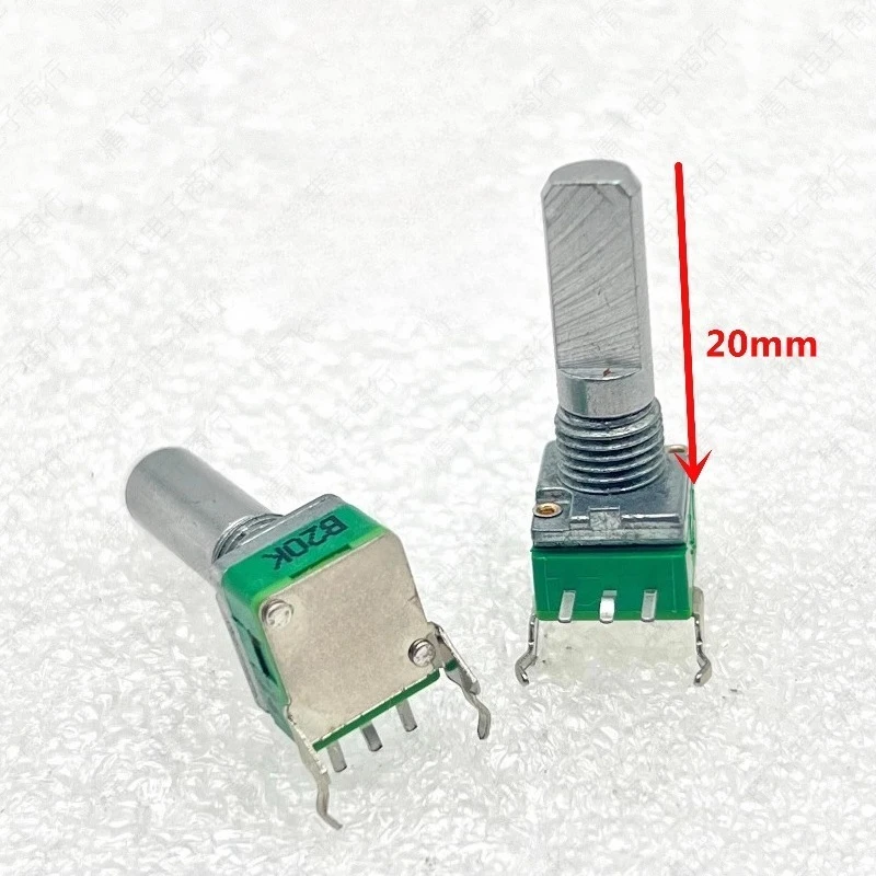 1pcs，Single loop carbon film potentiometer，RK09，B20K，3Pin，With Center positioning，The shaft length is 20mm