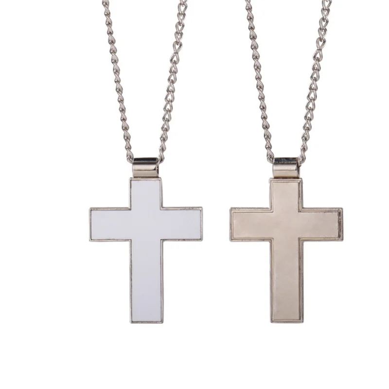 10pcs Free shipping new product Blank sublimation Metal pendant Jesus cross necklace heat transfer blank material DIY