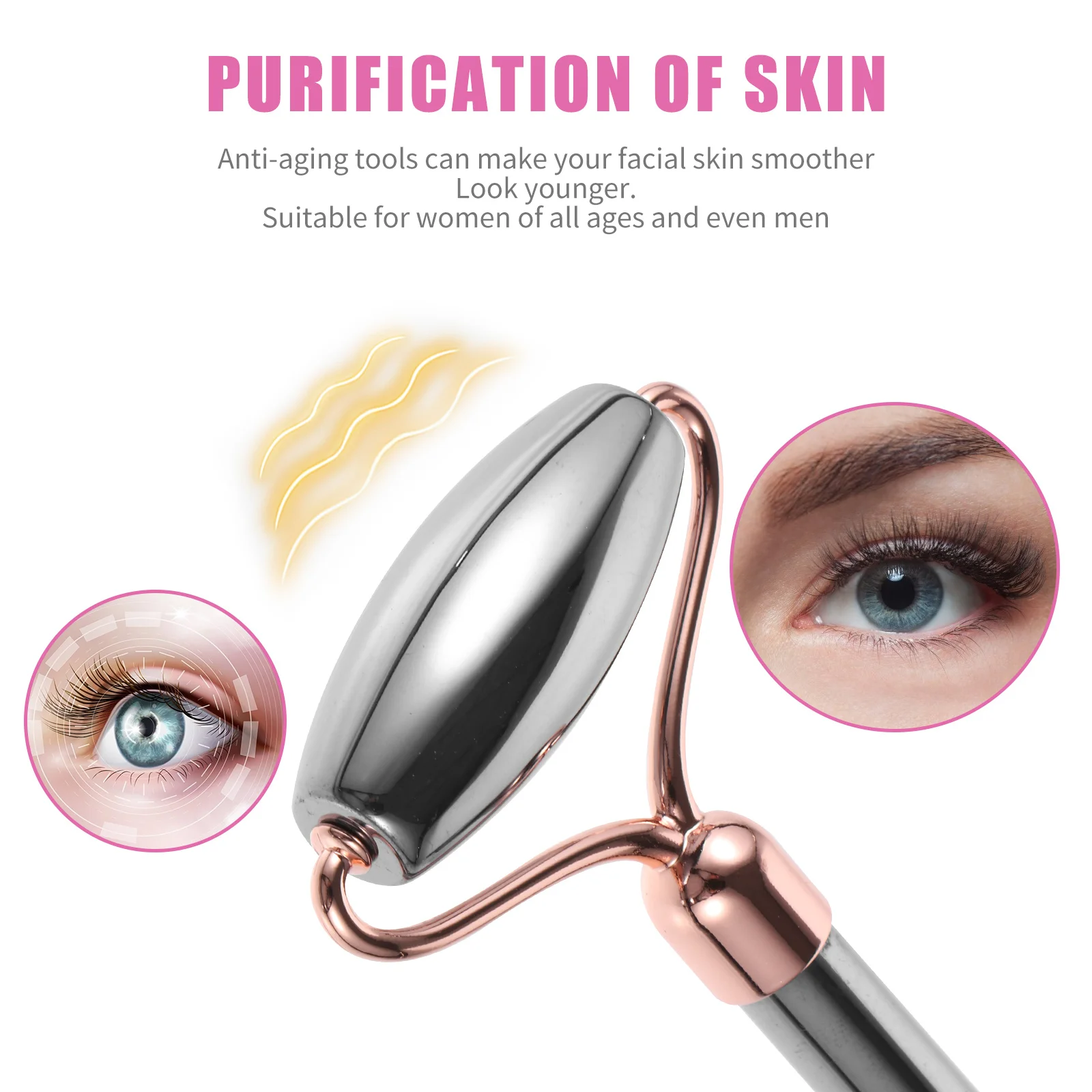 

Ролик для лица с двойной головкой из натурального камня для V-образного контура лица, дезинфицирующий антивозрастной инструмент для ухода за кожей, массажный ролик для лица