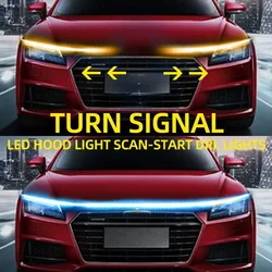 Scan Starting Car Dynamic Hood Lights Strip Turn Signal Light Car Ambient Daytime Running Light Flexible DRL Hood Light Strip