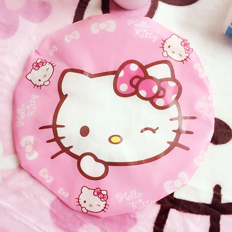 Sanurgente-Bonnet de douche épais pour adulte, bonnet de bain, bonnet de bain, outils de lavage, soins mélodieux, grand, Hello Kitty, 1PC