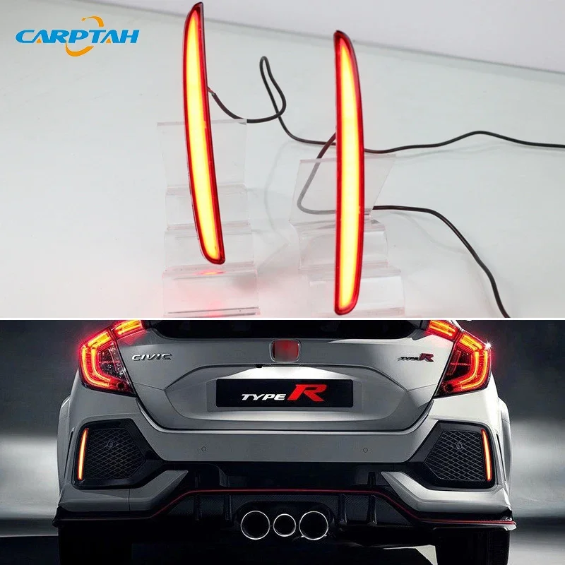 

Автомобильные светодиодные лампы заднего бампера для Honda Civic 2016-2019 хэтчбек, стоп-сигнал, указатель поворота, резервный отражатель, задние фонари, противотуманные фары