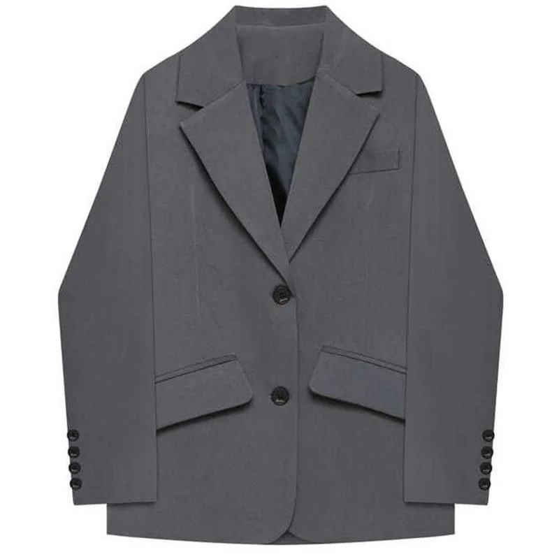 2025 Blazer classique femmes gris foncé veste de costume de bureau avec poches à boutons tenue de bureau élégante femme