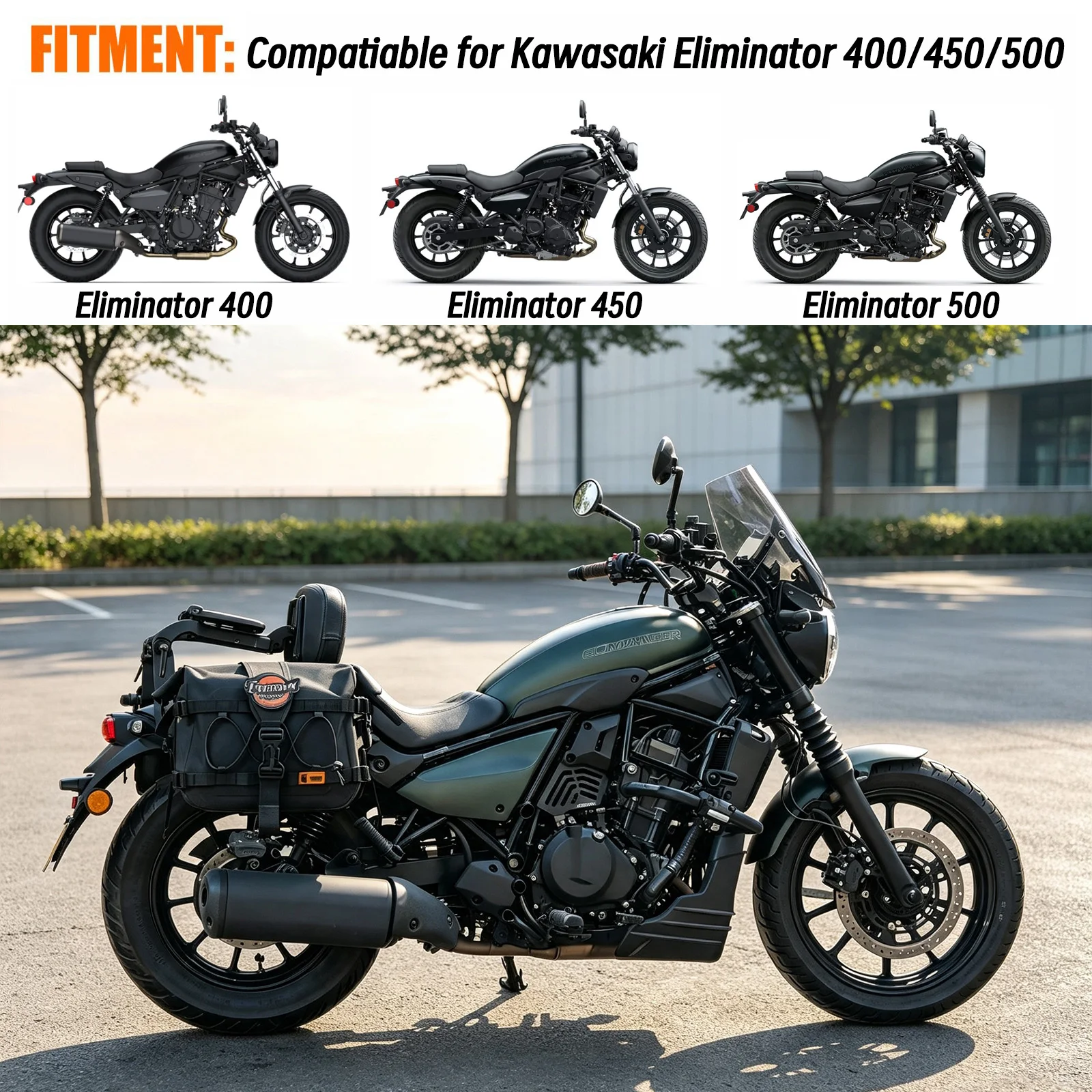 For Kawasaki Eliminator 500 SE 400 450 500SE 23-26 Multi Purpose Detachable Motorcycle Rear Backrest Driver Passenger Sissy Bar