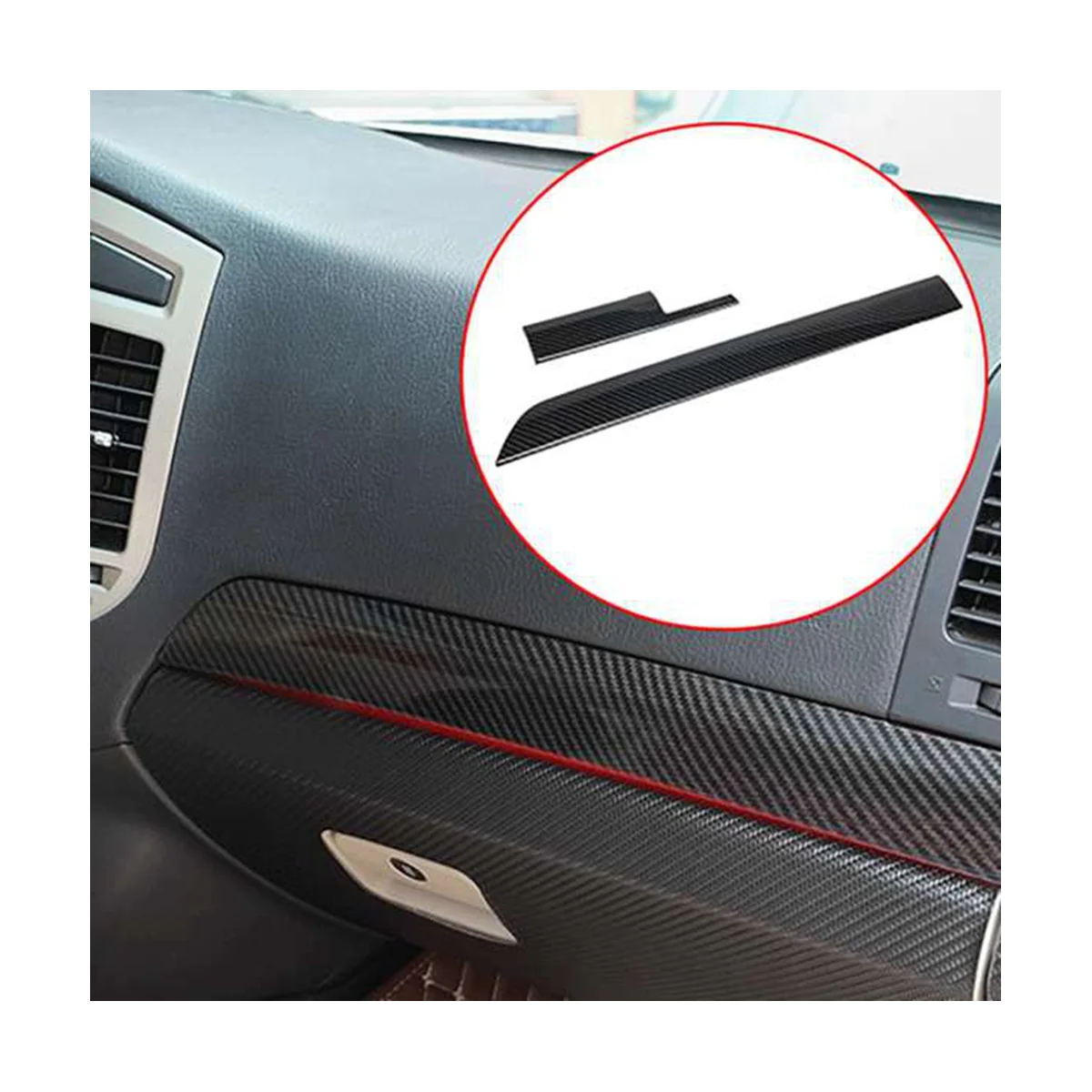 Car Carbon Fiber Dashboard Center Control Panel Decorative Cover Trim for Mitsubishi Pajero 2008-2020