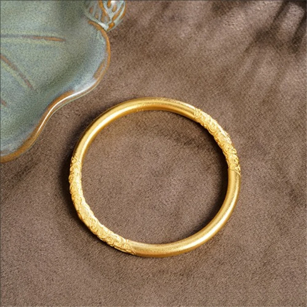 Sand gold ancient method purple gold Steamed rolls grass pattern bracelet brass alloy