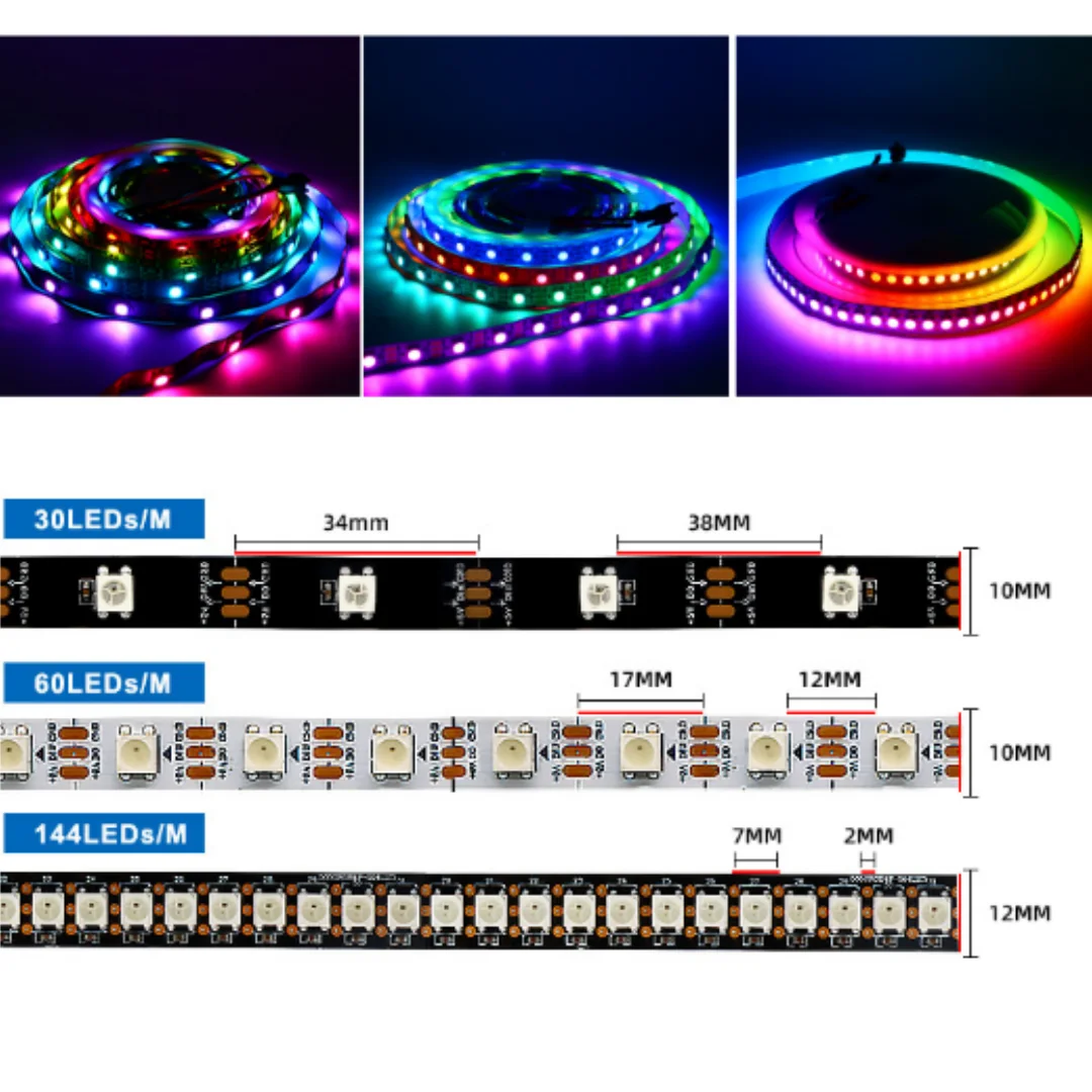 Imagem -02 - Led Strip Lights com Usb Music Controller Kits Rgb Luz Flexível Controle App Luz de tv Decoração para Festa em Casa m m m m 5m 5v Ws2812b